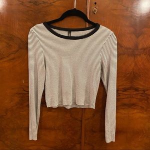 Michelle by Commune striped, cropped top with long sleeves